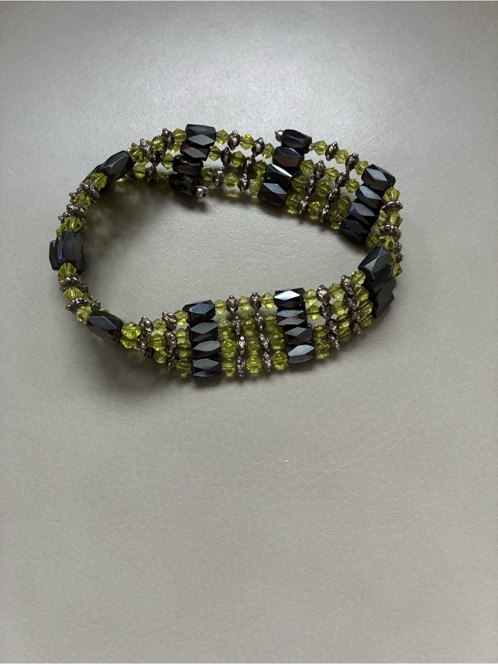 35” MAGNETIC HEMATITE GREEN BEAD WRAP BRACELET/NECKLACE